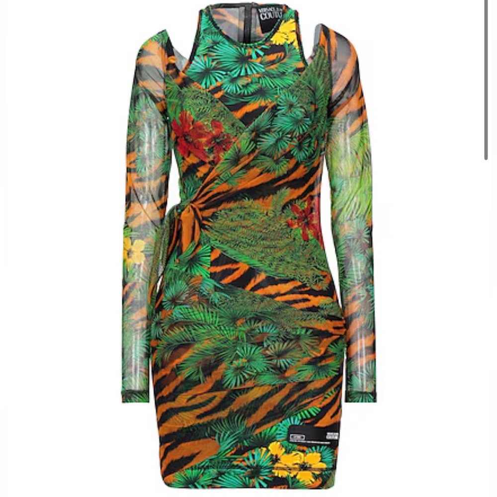Versace Jeans Couture Tropical-Print Bodycon Dress